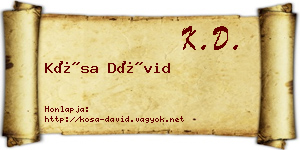 Kósa Dávid névjegykártya